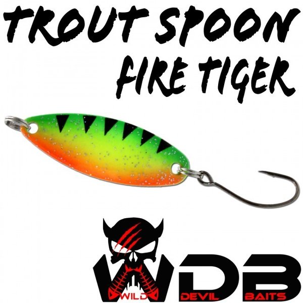 Wild Devil Baits Trout Spoon Fire Tiger Forellen Blinker Mini Spoon Forellenangeln Angelköder